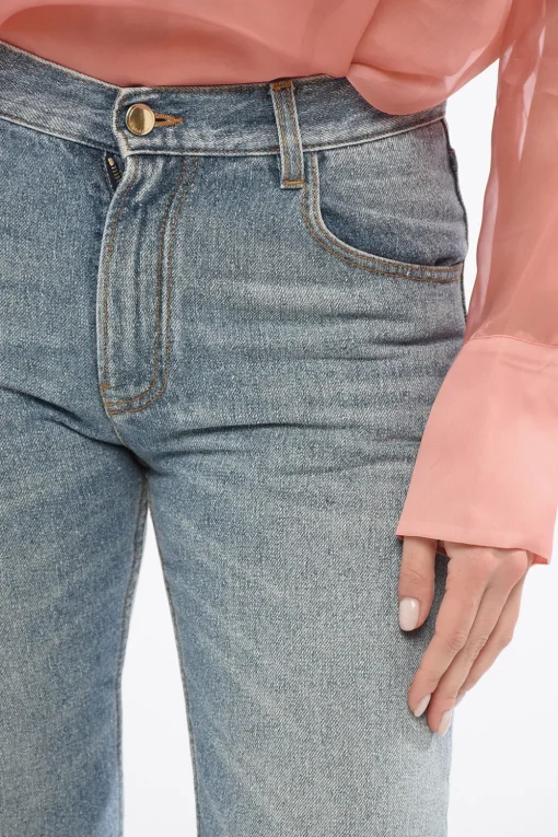 Fashion Jeans Flared Fit in Denim Lavaggio Chiaro 23cm Donna Jeans
