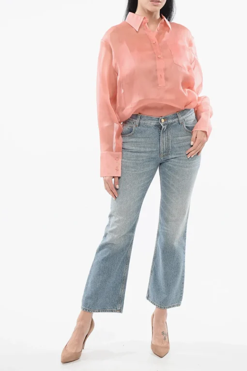 Fashion Jeans Flared Fit in Denim Lavaggio Chiaro 23cm Donna Jeans