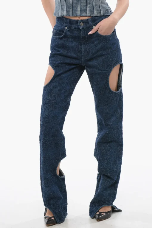 Fashion Jeans Lavaggio Scuro METEOR con Ricamo All-Over 22cm Donna Jeans