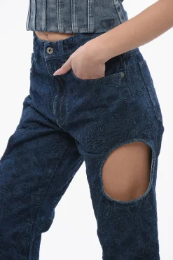 Fashion Jeans Lavaggio Scuro METEOR con Ricamo All-Over 22cm Donna Jeans