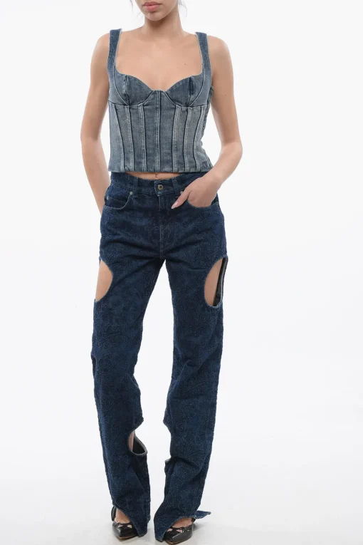 Fashion Jeans Lavaggio Scuro METEOR con Ricamo All-Over 22cm Donna Jeans