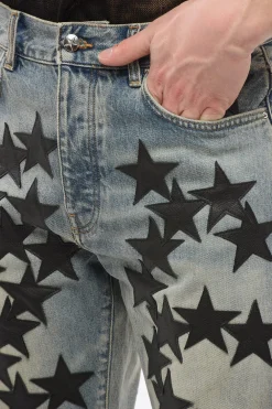 Jeans Lavaggio Vintage CHEMIST con Patches in Pelle 21cm></noscript>Amiri Clearance