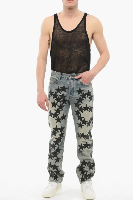 Jeans Lavaggio Vintage CHEMIST con Patches in Pelle 21cm>Amiri Clearance