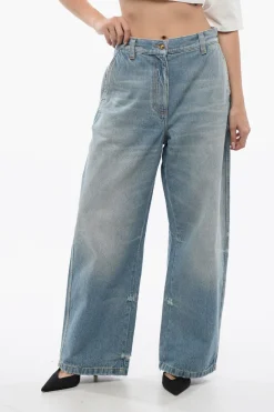 Jeans Light Washed Wide Fit A Vita Alta>Palm Angels New