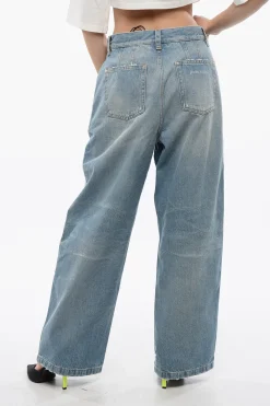 Jeans Light Washed Wide Fit A Vita Alta>Palm Angels New