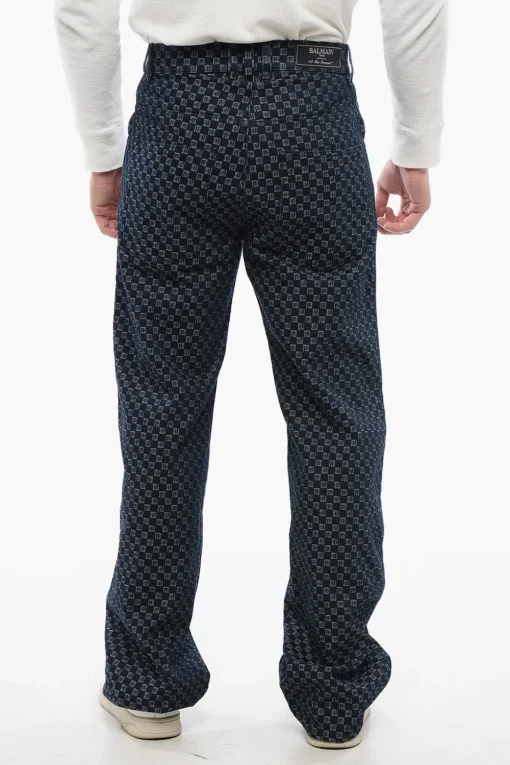 Jeans Loose Fit con Motivo Monogram>Balmain Clearance