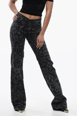 Jeans Lunghi a Gamba Dritta Svasati con Stampa Grafica All-Over 26cm>Off-White New