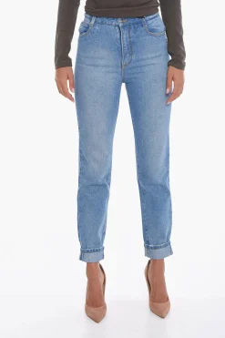 Best Jeans Mom Fit in Cotone con Risvolto 16cm Donna Jeans