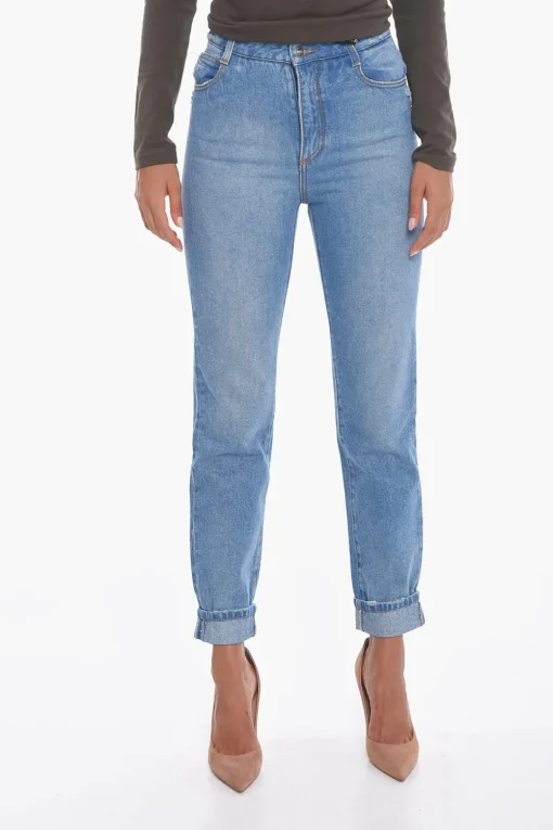 Best Jeans Mom Fit in Cotone con Risvolto 16cm Donna Jeans