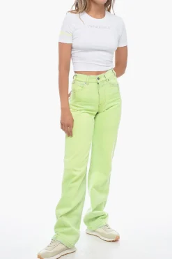 Sale Jeans Mom Fit in Denim Spalmato 22cm Donna Jeans