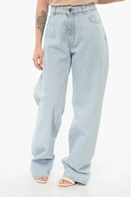 Jeans Mom Fit Lavaggio Chiaro con Ricami 25cm>Etro Fashion