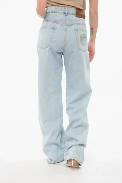 Jeans Mom Fit Lavaggio Chiaro con Ricami 25cm>Etro Fashion