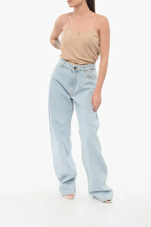 Jeans Mom Fit Lavaggio Chiaro con Ricami 25cm>Etro Fashion