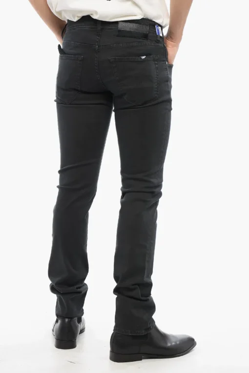Hot Jeans NICK in Denim Stretch a Vita Media con Patch Logo in Cavallino 18cm Uomo Jeans