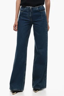 Best Jeans Palazzo con Lavaggio Scuro e Dettaglio a Taglio Vivo 30cm Donna Jeans