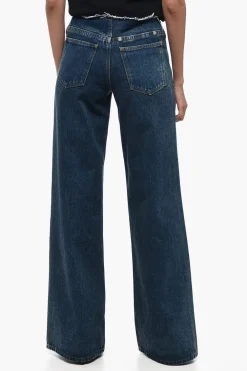 Best Jeans Palazzo con Lavaggio Scuro e Dettaglio a Taglio Vivo 30cm Donna Jeans