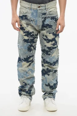 Jeans PATCHWORK CAMO con Fondo Sfrangiato 22cm>Amiri Fashion