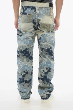 Jeans PATCHWORK CAMO con Fondo Sfrangiato 22cm>Amiri Fashion