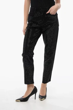 Clearance Jeans RALI a Gamba Dritta Impreziositi da Strass 16cm Donna Jeans