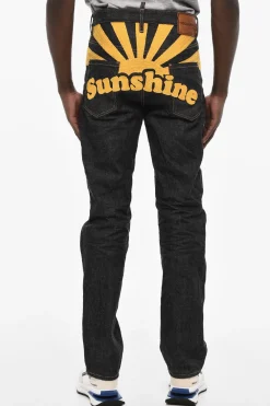 Fashion Jeans Regtular Fit Con Maxi Ricamo Sul Retro Uomo Jeans