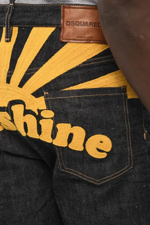 Fashion Jeans Regtular Fit Con Maxi Ricamo Sul Retro Uomo Jeans