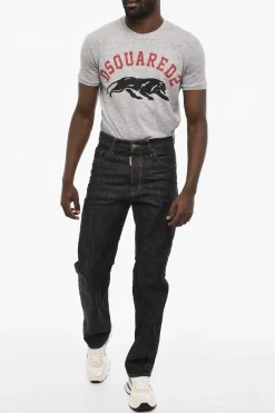 Fashion Jeans Regtular Fit Con Maxi Ricamo Sul Retro Uomo Jeans