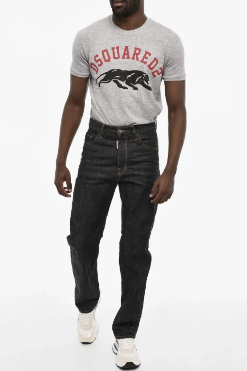 Fashion Jeans Regtular Fit Con Maxi Ricamo Sul Retro Uomo Jeans
