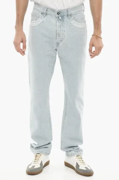 Jeans Regular Fit a Lavaggio Chiaro con Logo in Metallo 20cm>032c Discount