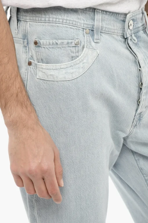 Jeans Regular Fit a Lavaggio Chiaro con Logo in Metallo 20cm>032c Discount
