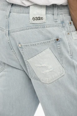 Jeans Regular Fit a Lavaggio Chiaro con Logo in Metallo 20cm></noscript>032c Discount