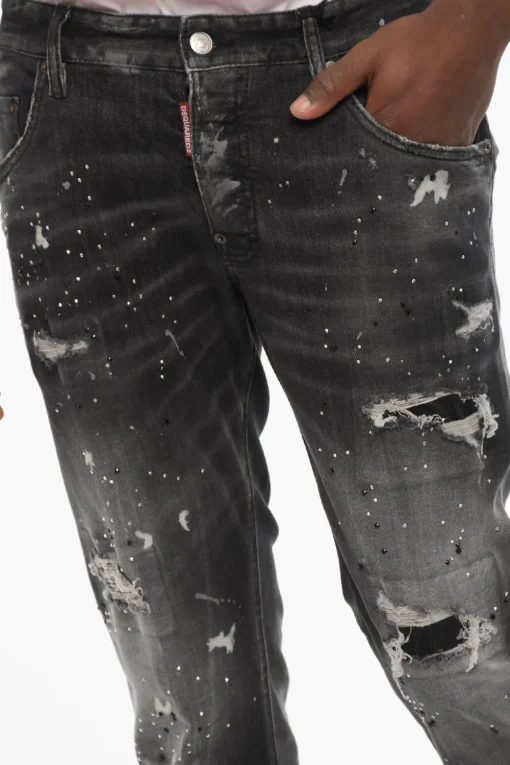 Jeans Regular Fit In Strass>Dsquared2 Sale