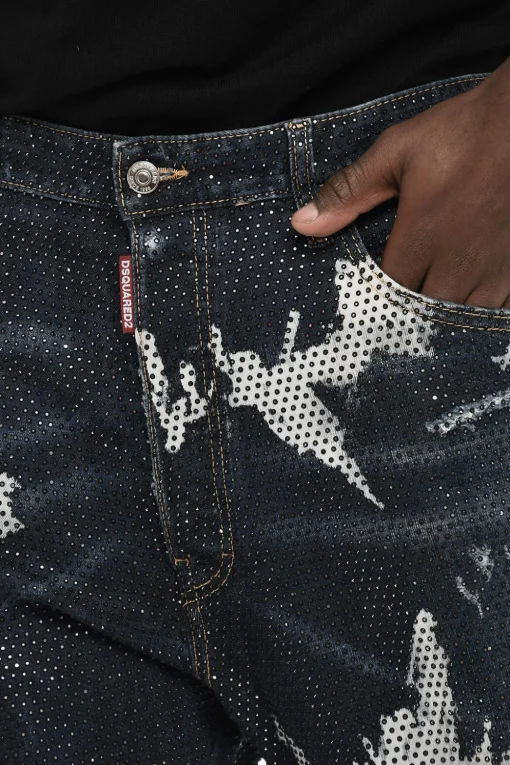 Discount Jeans Regular Fit in Strass a Vita Bassa Uomo Jeans