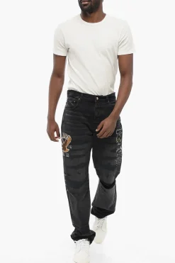 Sale Jeans Regular Fit VARSITY EAGLE con Ricami 22cm Uomo Jeans