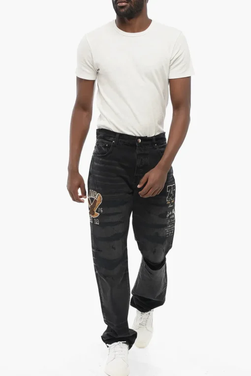 Sale Jeans Regular Fit VARSITY EAGLE con Ricami 22cm Uomo Jeans