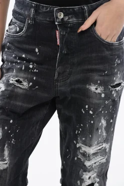 Best Jeans ROADIE Effetto Vintage Wide Leg con Strass 24cm Donna Jeans
