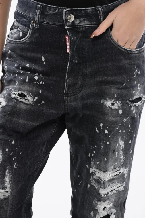 Best Jeans ROADIE Effetto Vintage Wide Leg con Strass 24cm Donna Jeans