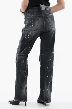 Best Jeans ROADIE Effetto Vintage Wide Leg con Strass 24cm Donna Jeans