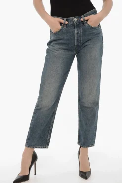 Jeans 70s STOVE PIPE a Gamba Dritta a Vita Alta 18cm>Re/Done Sale