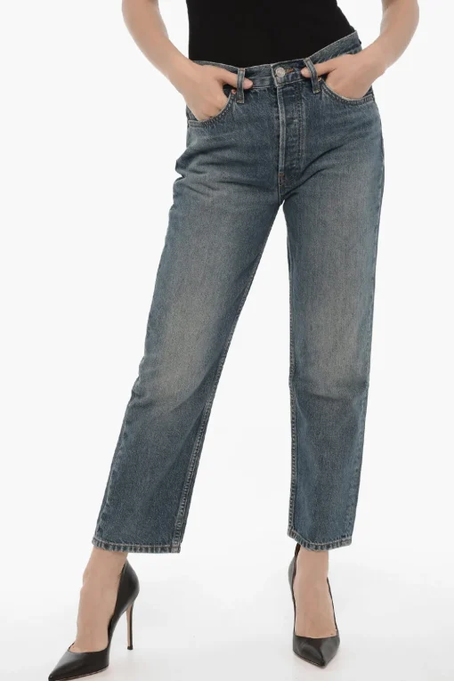 Jeans 70s STOVE PIPE a Gamba Dritta a Vita Alta 18cm>Re/Done Sale