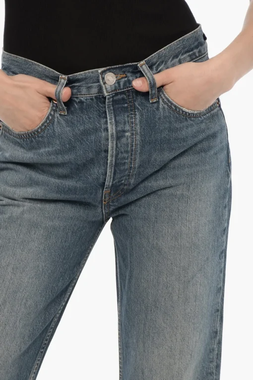 Jeans 70s STOVE PIPE a Gamba Dritta a Vita Alta 18cm>Re/Done Sale