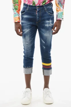 Jeans Sailor Fit Lavaggio Scuro con Bande Stampate 15cm>Dsquared2 New