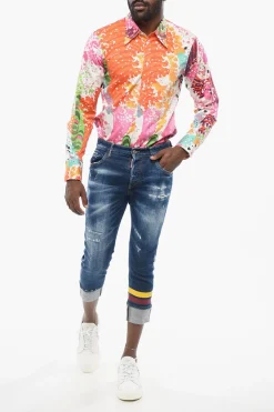 Jeans Sailor Fit Lavaggio Scuro con Bande Stampate 15cm></noscript>Dsquared2 New