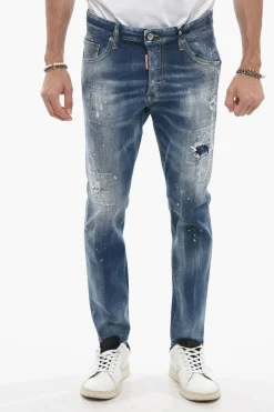 Jeans Skater Delavé con Applicazione Strass>Dsquared2 Online