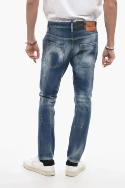 Jeans Skater Delavé con Applicazione Strass>Dsquared2 Online
