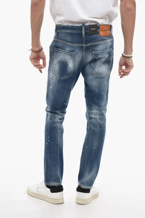 Jeans Skater Delavé con Applicazione Strass>Dsquared2 Online