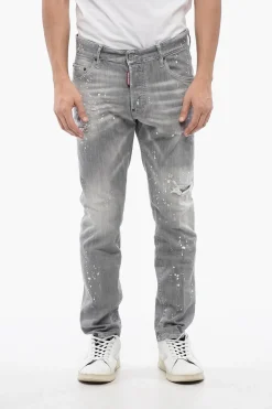 New Jeans SKATER Distressed con Motivo Vernice Uomo Jeans