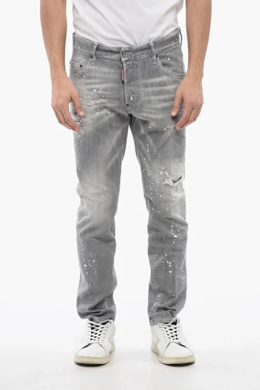New Jeans SKATER Distressed con Motivo Vernice Uomo Jeans