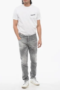 New Jeans SKATER Distressed con Motivo Vernice Uomo Jeans