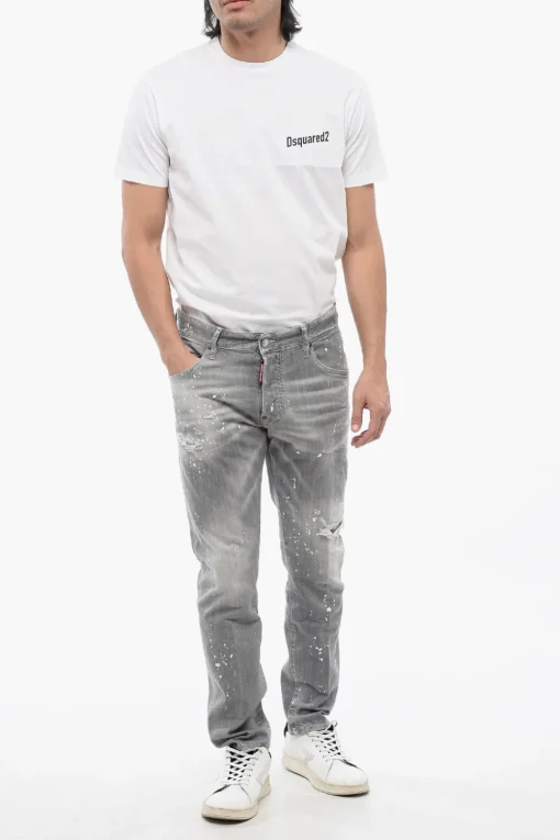 New Jeans SKATER Distressed con Motivo Vernice Uomo Jeans