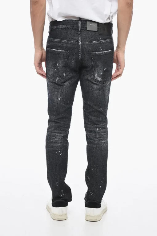 Fashion Jeans Skater Fit con Cristalli All-Over 14cm Uomo Jeans